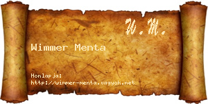 Wimmer Menta névjegykártya